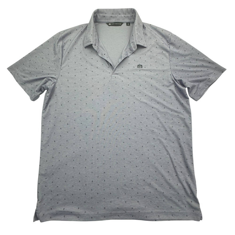 Travis Mathew Polo Shirt Mens XL Purple Golf Performance All Over Print Collared